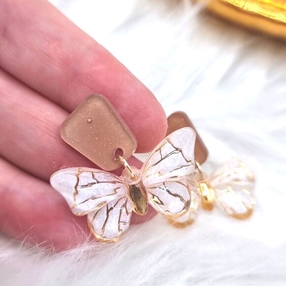 New BUTTERFLY dangle earrings with 925 silver posts - Picture 6 of 12